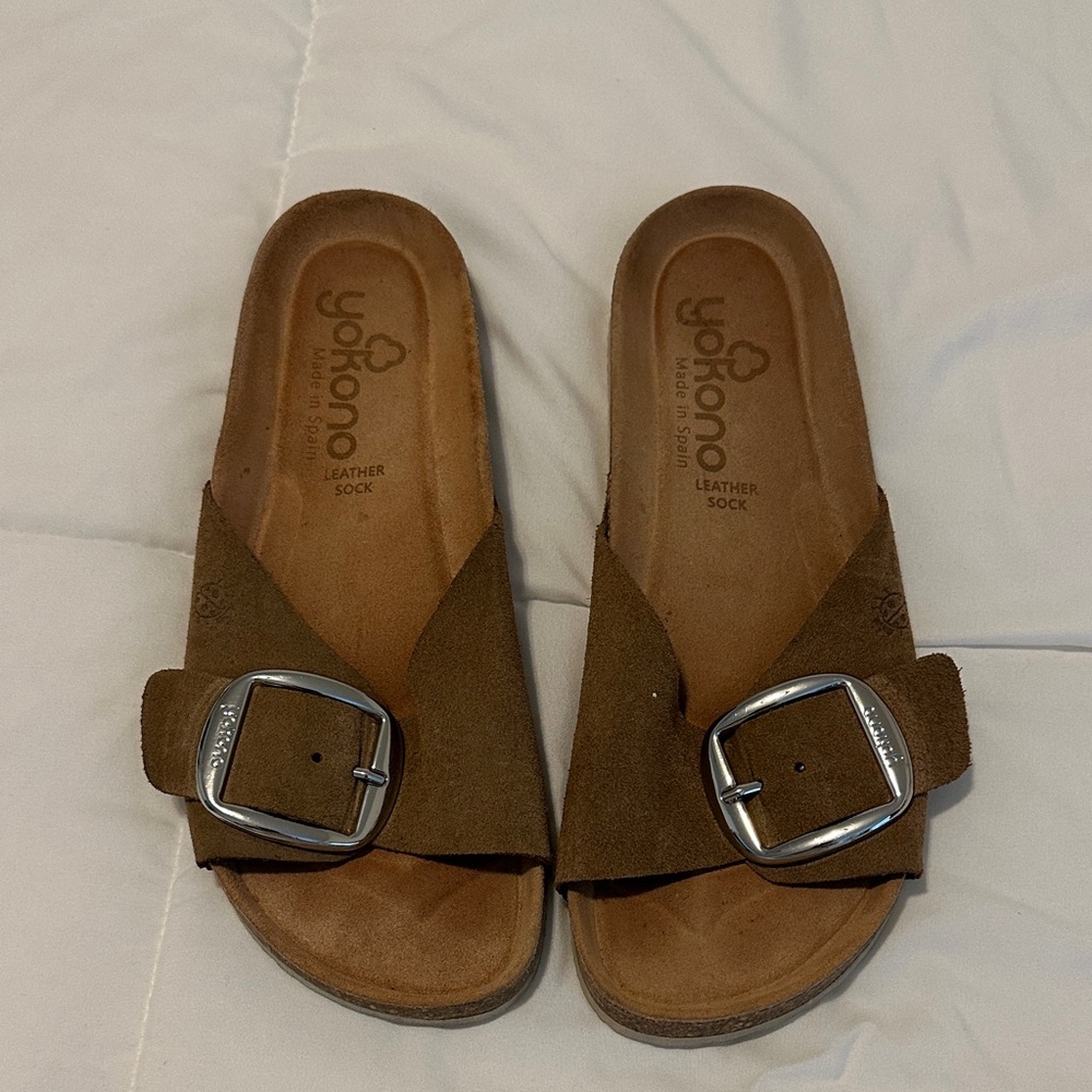 Yokono Brown Leather Sandals for Women
